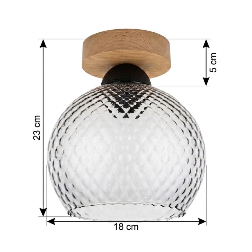 BRILAGI - LED Stropní svítidlo RETRO GLASS 1xE27/60W/230V pr. 18 cm dub/kouřová šedá