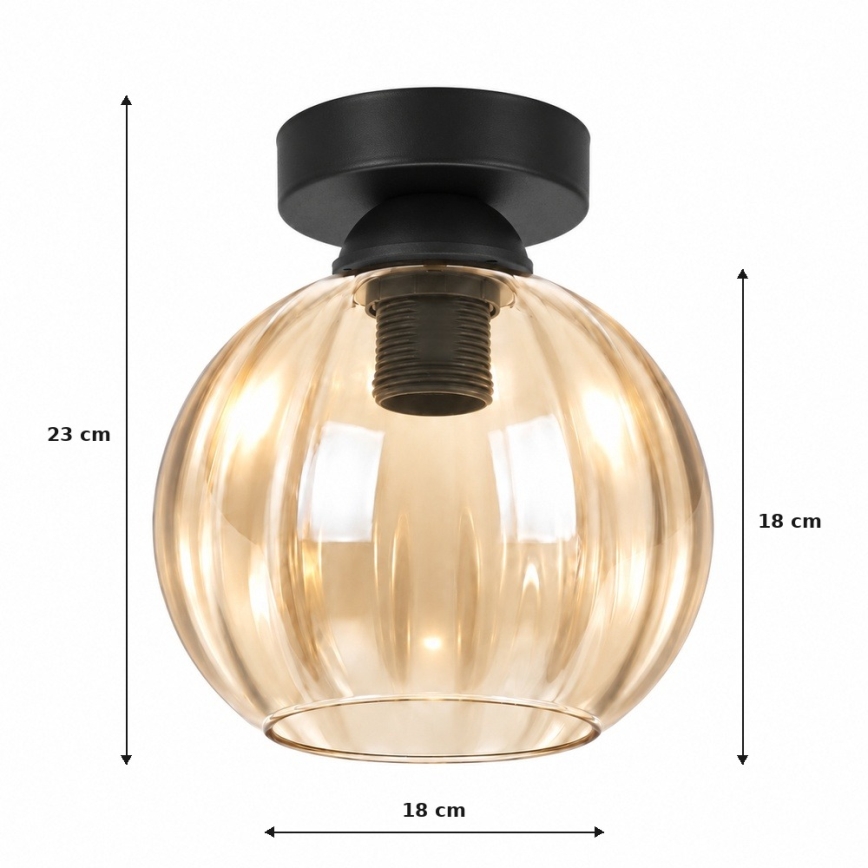 BRILAGI - LED Stropní svítidlo RETRO GLASS 1xE27/60W/230V pr. 18 cm černá/kouřová béžová