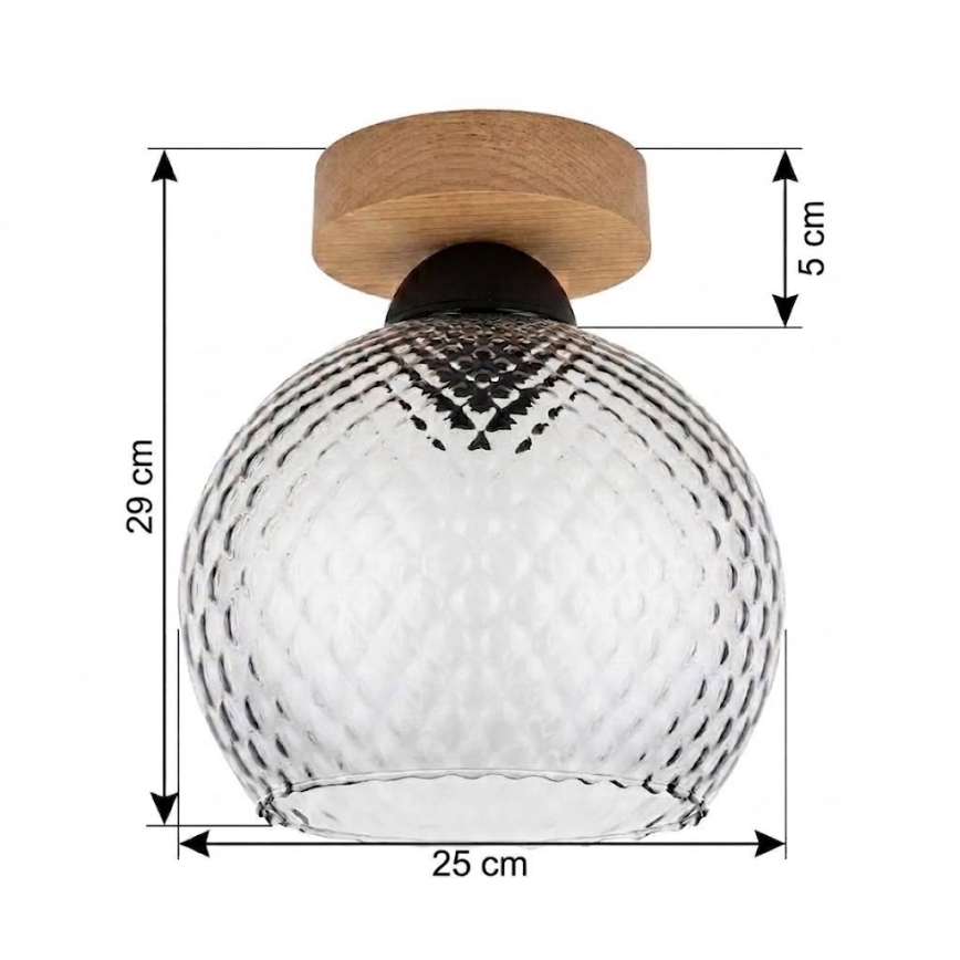 BRILAGI - LED Stropní svítidlo RETRO GLASS 1xE27/60W/230V pr. 25 cm dub/kouřová šedá
