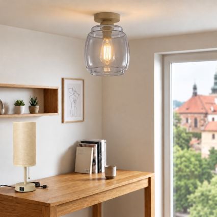 BRILAGI - LED Stropní svítidlo RETRO GLASS 1xE27/60W/230V pr. 26 cm béžová/kouřová šedá