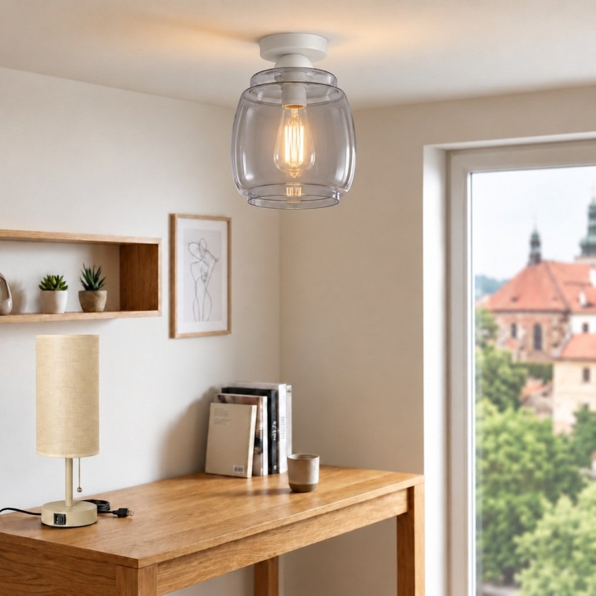 BRILAGI - LED Stropní svítidlo RETRO GLASS 1xE27/60W/230V pr. 26 cm bílá/kouřová šedá