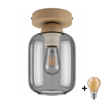 BRILAGI - LED Stropní svítidlo RETRO GLASS 1xE27/60W/230V pr. 14 cm béžová/kouřová šedá