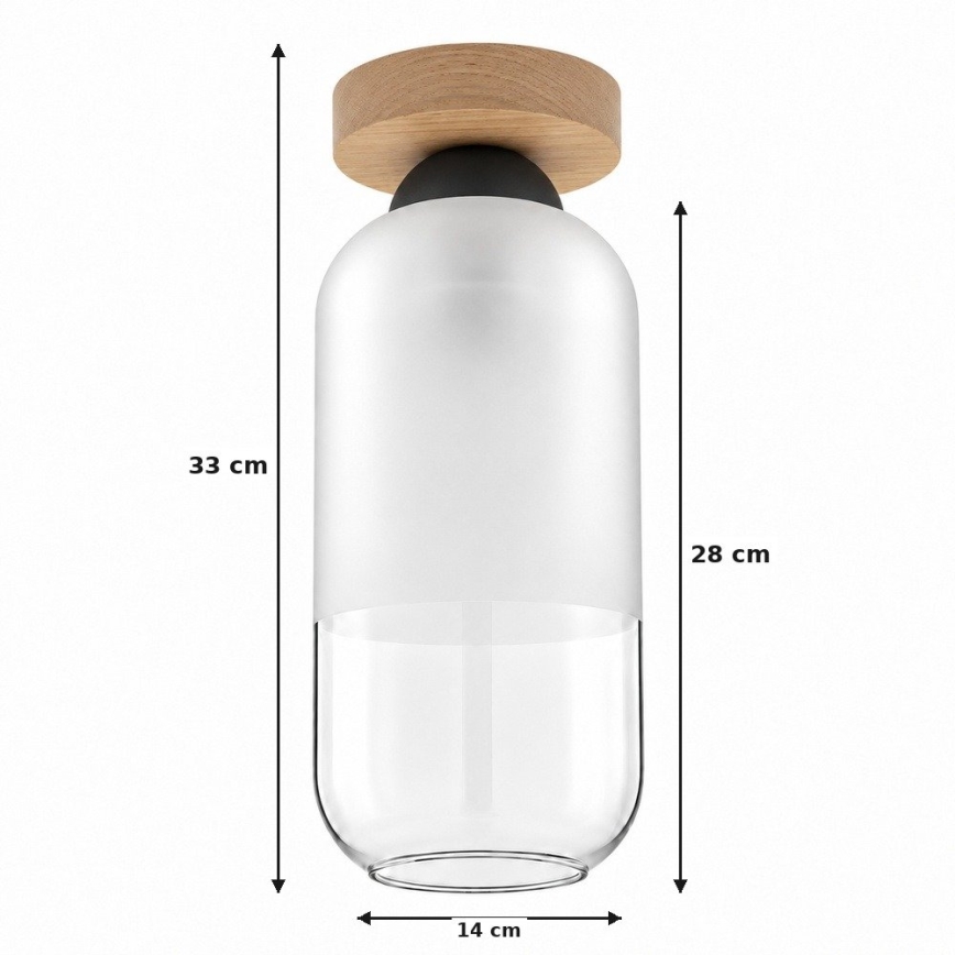 BRILAGI - LED Stropní svítidlo RETRO GLASS 1xE27/60W/230V pr. 14 cm dub/bílá