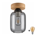 BRILAGI - LED Stropní svítidlo RETRO GLASS 1xE27/60W/230V pr. 14 cm dub/kouřová šedá
