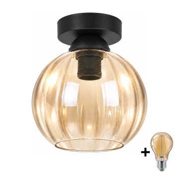 BRILAGI - LED Stropní svítidlo RETRO GLASS 1xE27/60W/230V pr. 18 cm černá/kouřová béžová