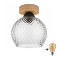 BRILAGI - LED Stropní svítidlo RETRO GLASS 1xE27/60W/230V pr. 18 cm dub/kouřová šedá