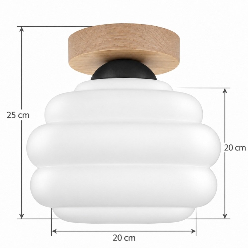 BRILAGI - LED Stropní svítidlo RETRO GLASS 1xE27/60W/230V pr. 20 cm dub/bílá