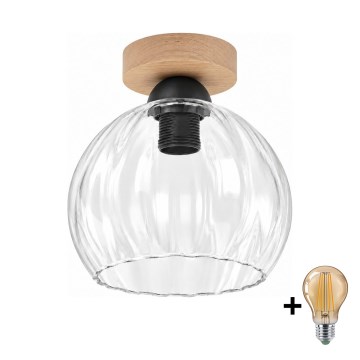 BRILAGI - LED Stropní svítidlo RETRO GLASS 1xE27/60W/230V pr. 25 cm dub/čirá