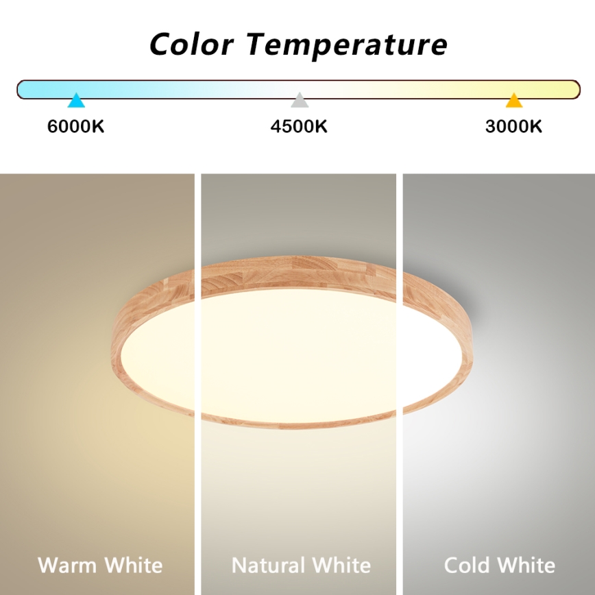 Brilagi - LED Stropní svítidlo WOODROUND LED/30W/230V 3000/4000/6000K pr. 40 cm dřevo CRI 90