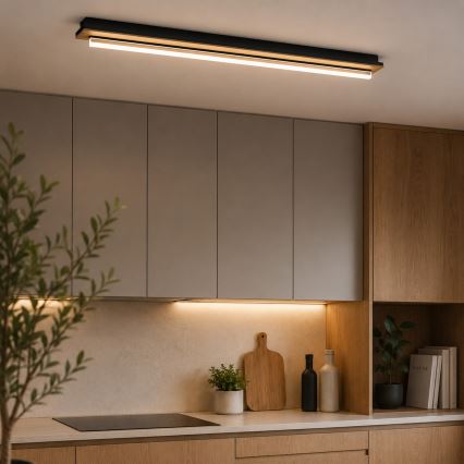 Brilagi - LED Stropní svítidlo WOODY FLAT LED/25W/230V dub/černá