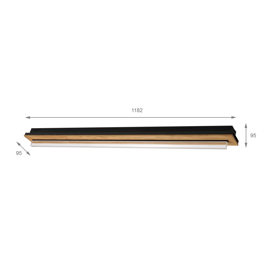 Brilagi - LED Stropní svítidlo WOODY FLAT LED/25W/230V dub/černá