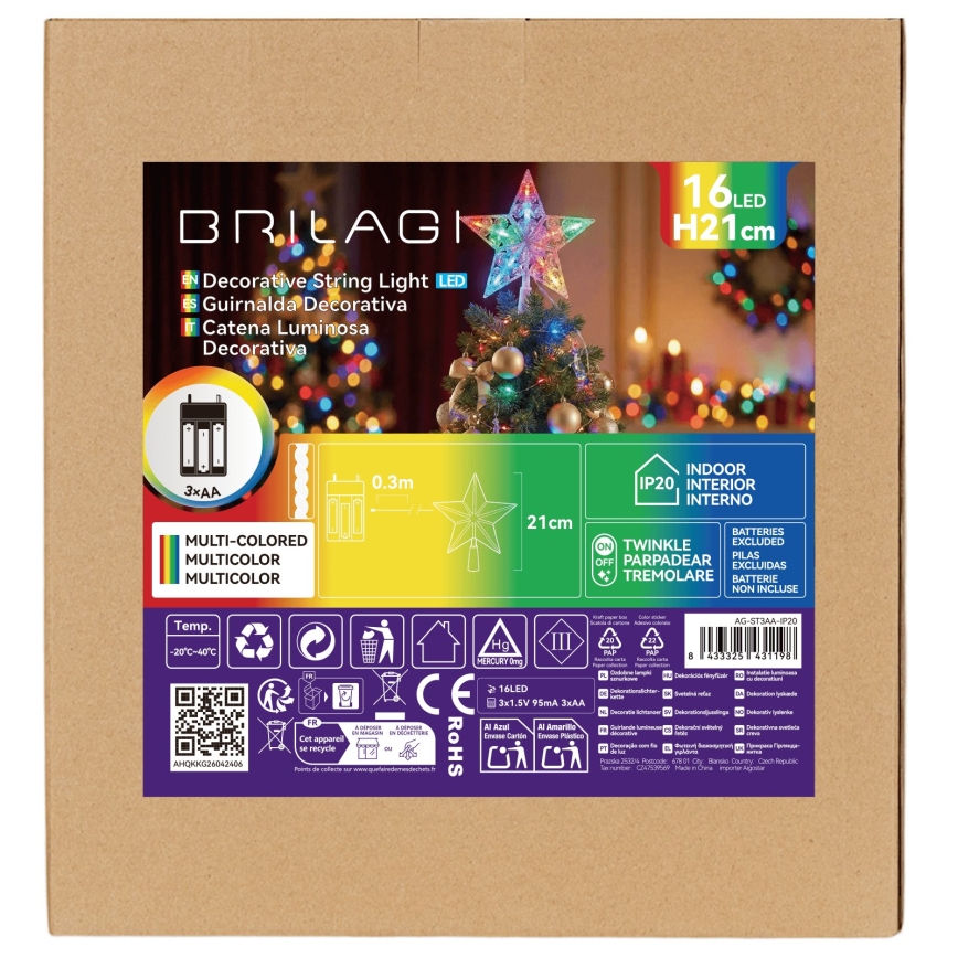 BRILAGI - LED Vánoční dekorace LED/3xAA 21 cm hvězda multicolor