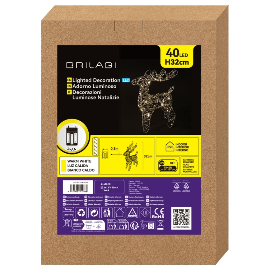 BRILAGI - LED Vánoční dekorace LED/3xAA 32 cm sob teplá bílá/stříbrná
