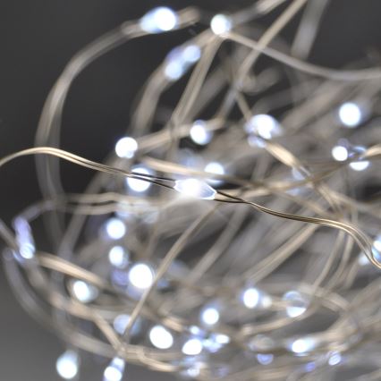 Brilagi - LED Vánoční řetěz 100xLED/3xAA 10m studená bílá