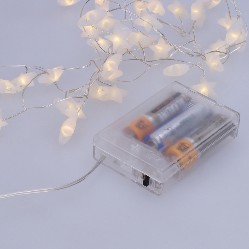 Brilagi - LED Vánoční řetěz 40xLED/3xAA 1,8m teplá bílá hvězdy