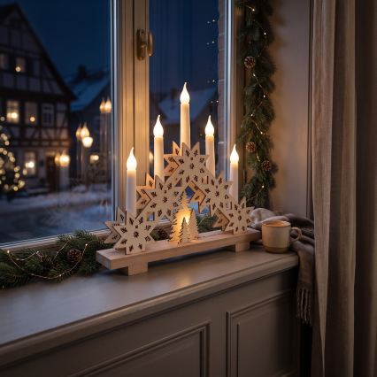 BRILAGI - LED Vánoční svícen 5xLED/2xAA béžová