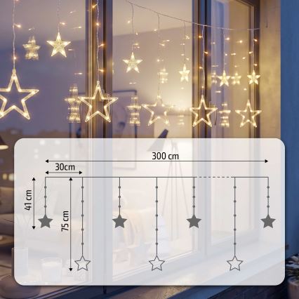 BRILAGI - LED Vánoční venkovní závěs 123xLED/3xAA/USB 3m IP44 teplá bílá
