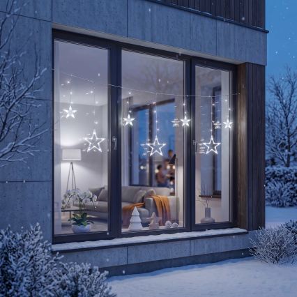 BRILAGI - LED Vánoční venkovní závěs 77xLED/3xAA/USB 1,8m IP44 studená bílá