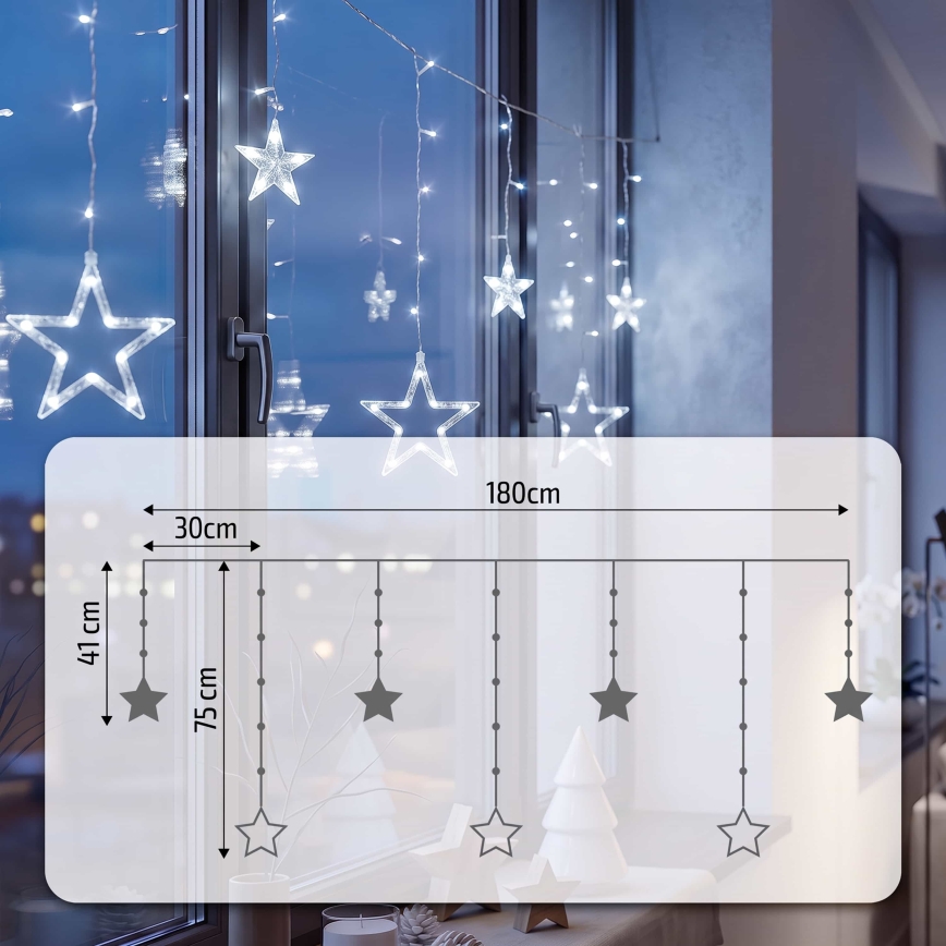 BRILAGI - LED Vánoční závěs 77xLED/3xAA/USB 1,8m studená bílá