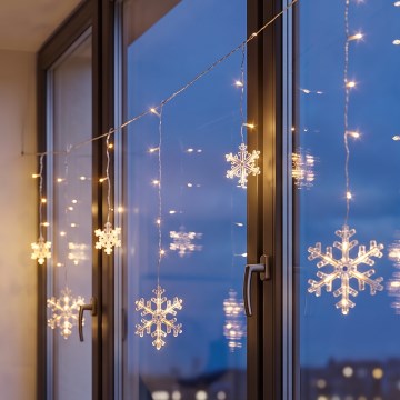 BRILAGI - LED Vánoční závěs 77xLED/3xAA/USB 3,8m vločky teplá bílá
