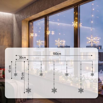 BRILAGI - LED Vánoční závěs 77xLED/3xAA/USB 3,8m vločky teplá bílá