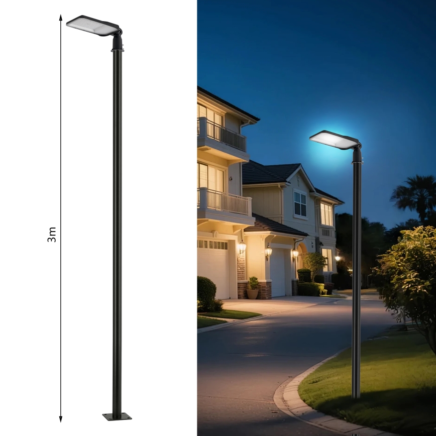 Brilagi - LED Venkovní pouliční lampa se sloupem a kloubem 3 m URBANLIGHT LED/100W/230V černá IP65