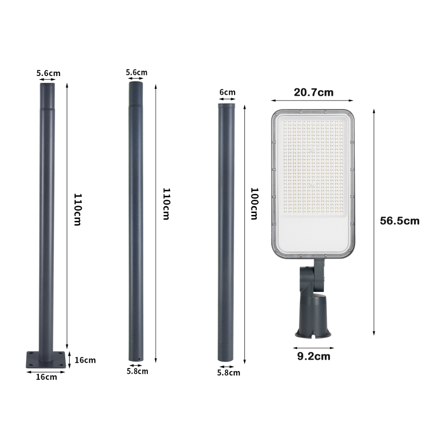 Brilagi - LED Venkovní pouliční lampa se sloupem a kloubem 3 m URBANLIGHT LED/200W/230V antracit IP65