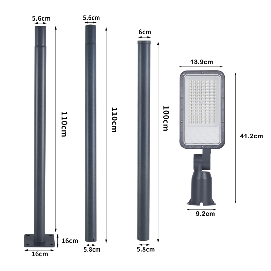 Brilagi - LED Venkovní pouliční lampa se sloupem a kloubem 3 m URBANLIGHT LED/50W/230V antracit IP65