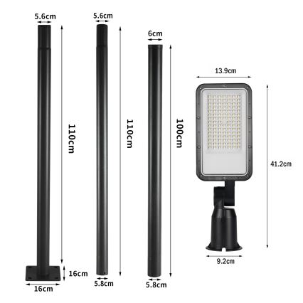 Brilagi - LED Venkovní pouliční lampa se sloupem a kloubem 3 m URBANLIGHT LED/50W/230V černá IP65