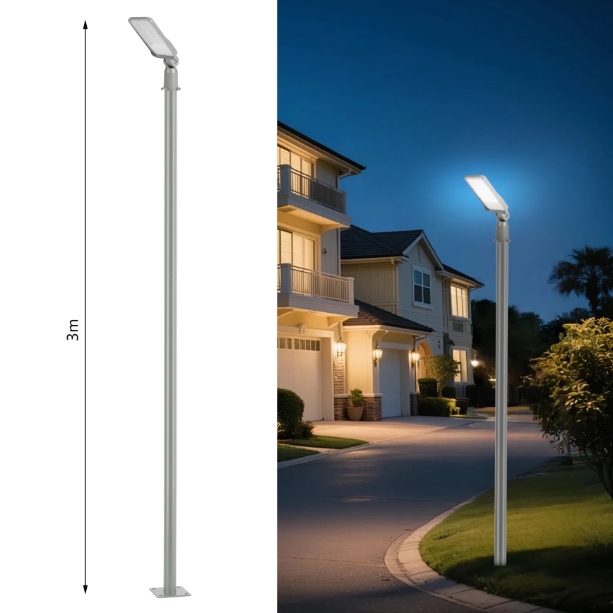 Brilagi - LED Venkovní pouliční lampa se sloupem a kloubem 3 m URBANLIGHT LED/50W/230V šedá IP65
