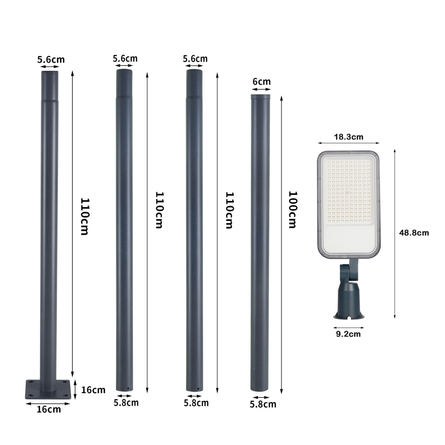 Brilagi - LED Venkovní pouliční lampa se sloupem a kloubem 4 m URBANLIGHT LED/100W/230V antracit IP65