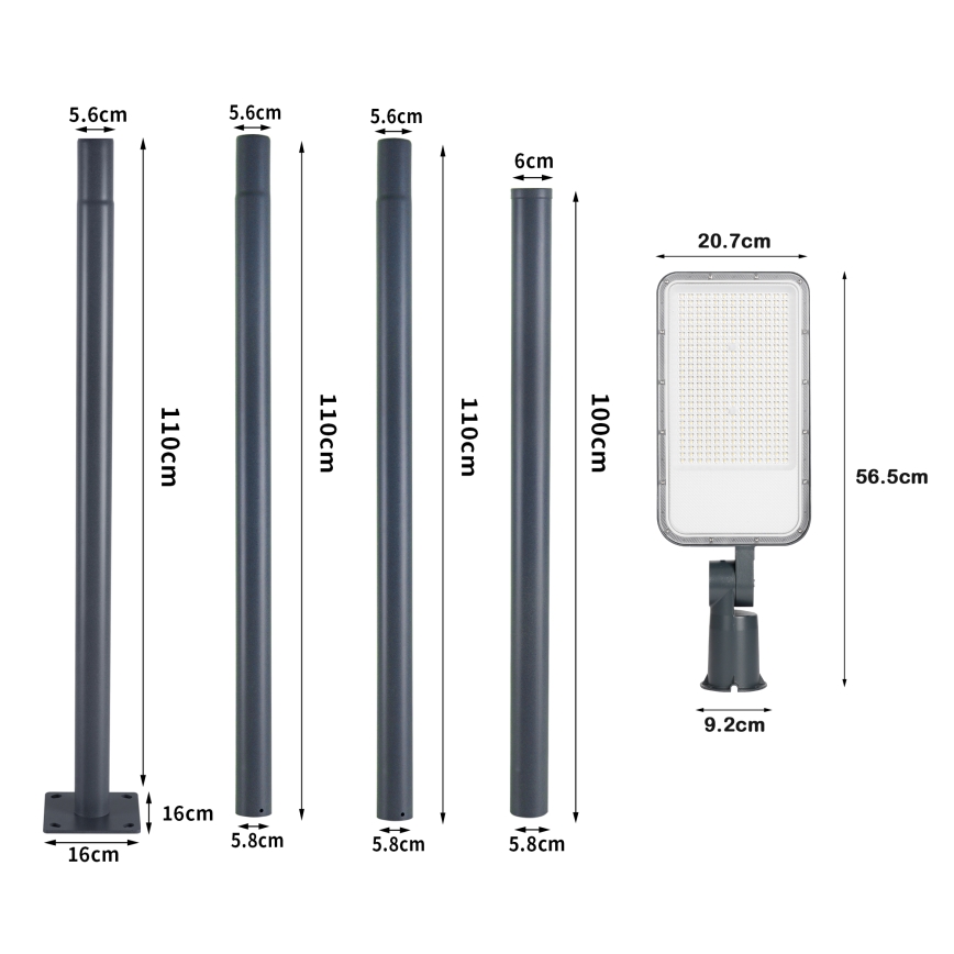Brilagi - LED Venkovní pouliční lampa se sloupem a kloubem 4 m URBANLIGHT LED/200W/230V antracit IP65