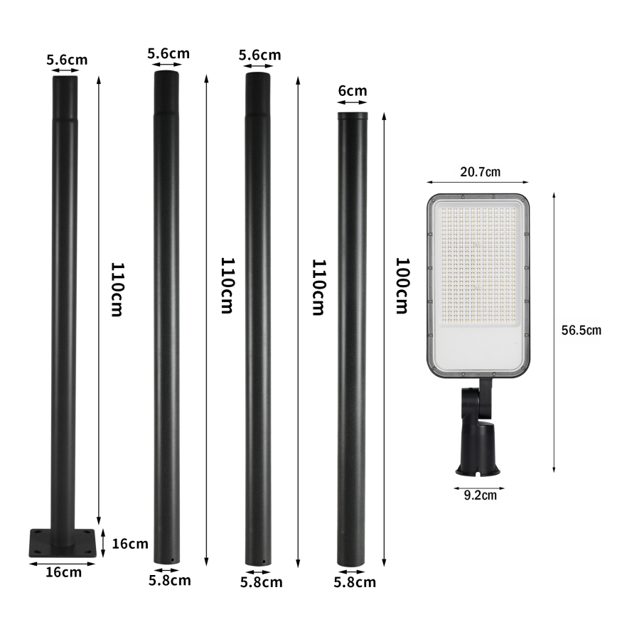Brilagi - LED Venkovní pouliční lampa se sloupem a kloubem 4 m URBANLIGHT LED/200W/230V černá IP65