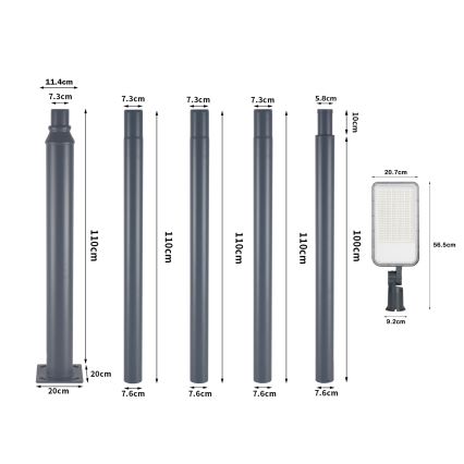 Brilagi - LED Venkovní pouliční lampa se sloupem a kloubem 5 m URBANLIGHT LED/200W/230V antracit IP65