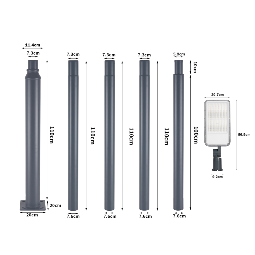 Brilagi - LED Venkovní pouliční lampa se sloupem a kloubem 5 m URBANLIGHT LED/200W/230V antracit IP65