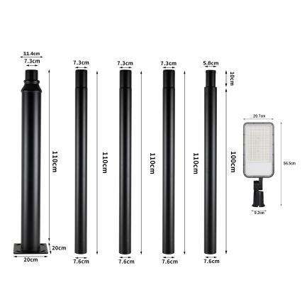 Brilagi - LED Venkovní pouliční lampa se sloupem a kloubem 5 m URBANLIGHT LED/200W/230V černá IP65