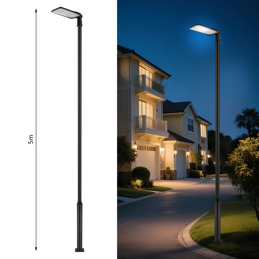 Brilagi - LED Venkovní pouliční lampa se sloupem a kloubem 5 m URBANLIGHT LED/200W/230V černá IP65
