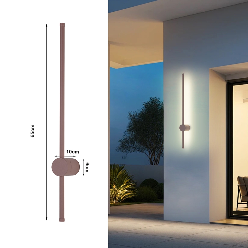 Brilagi - LED Venkovní nástěnné svítidlo AURA LED/12W/230V 3000K IP54 65 cm hnědá CRI 90