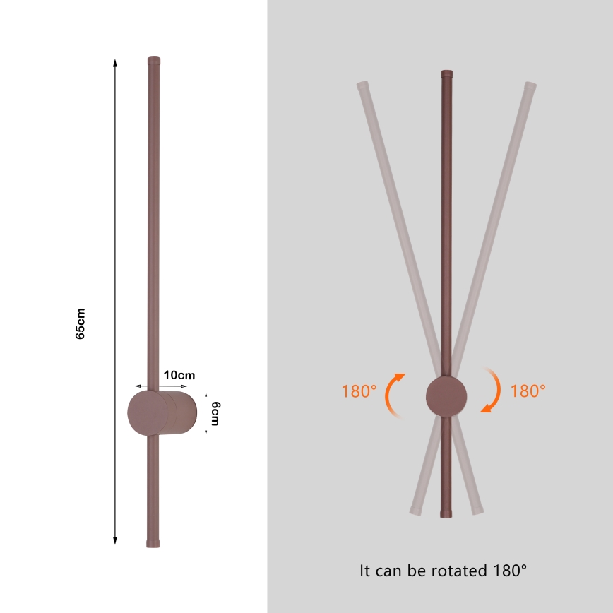 Brilagi - LED Venkovní nástěnné svítidlo AURA LED/12W/230V 3000K IP54 65 cm hnědá CRI 90