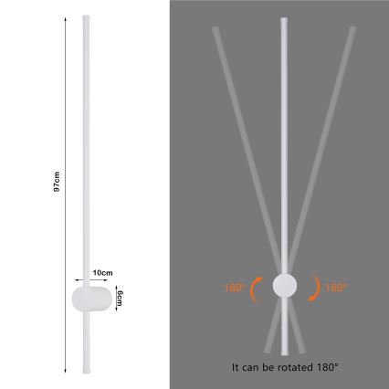 Brilagi - LED Venkovní nástěnné svítidlo AURA LED/20W/230V 3000K IP54 97 cm bílá CRI 90
