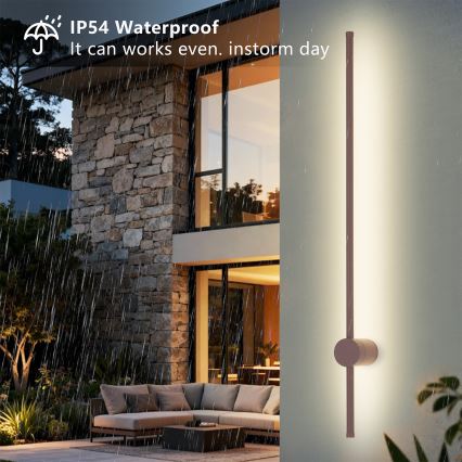 Brilagi - LED Venkovní nástěnné svítidlo AURA LED/20W/230V 3000K IP54 97 cm hnědá CRI 90