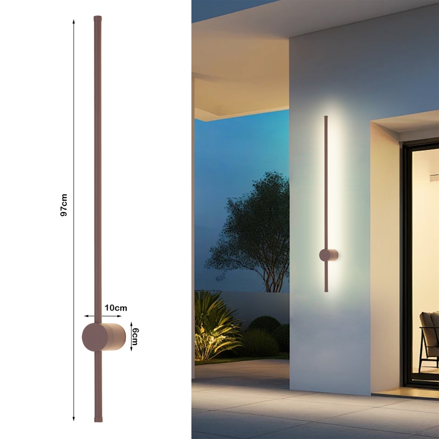 Brilagi - LED Venkovní nástěnné svítidlo AURA LED/20W/230V 3000K IP54 97 cm hnědá CRI 90