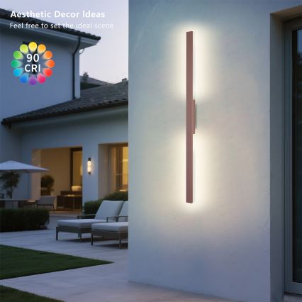 Brilagi - LED Venkovní nástěnné svítidlo LUNA LED/24W/230V 3000K IP65 100 cm hnědá CRI 90