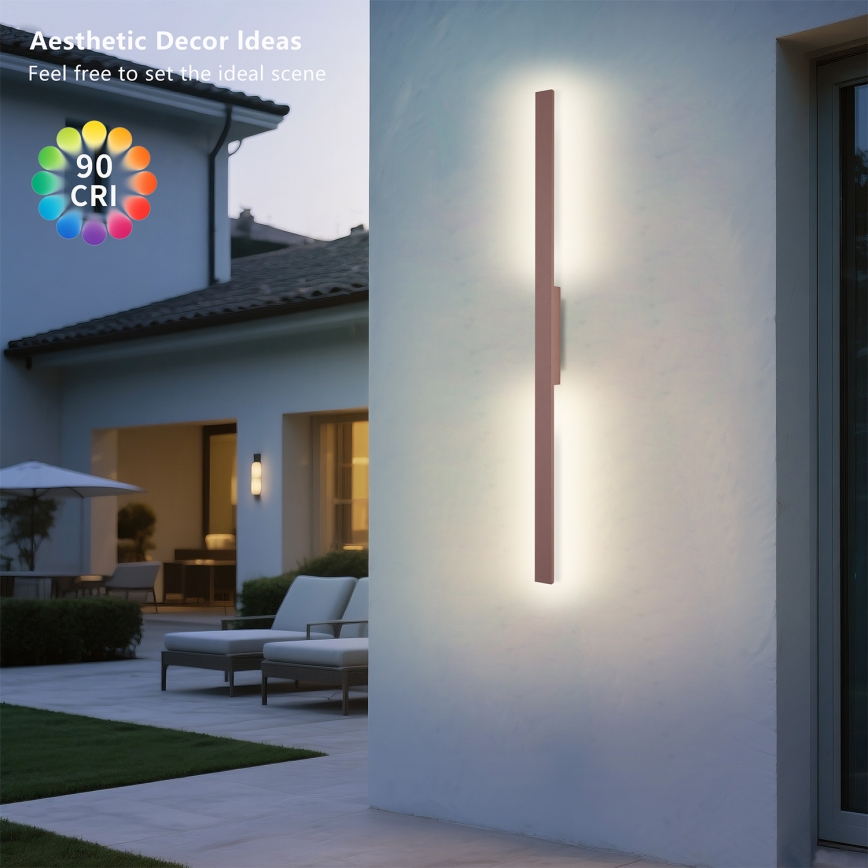 Brilagi - LED Venkovní nástěnné svítidlo LUNA LED/24W/230V 3000K IP65 100 cm hnědá CRI 90