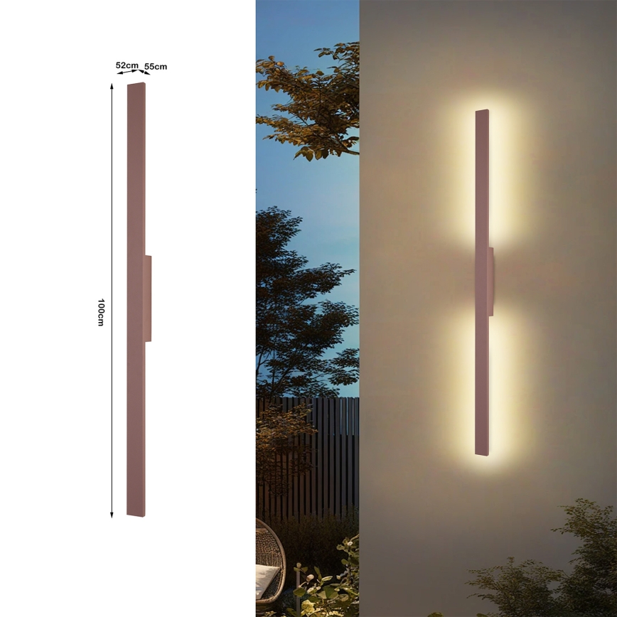 Brilagi - LED Venkovní nástěnné svítidlo LUNA LED/24W/230V 3000K IP65 100 cm hnědá CRI 90