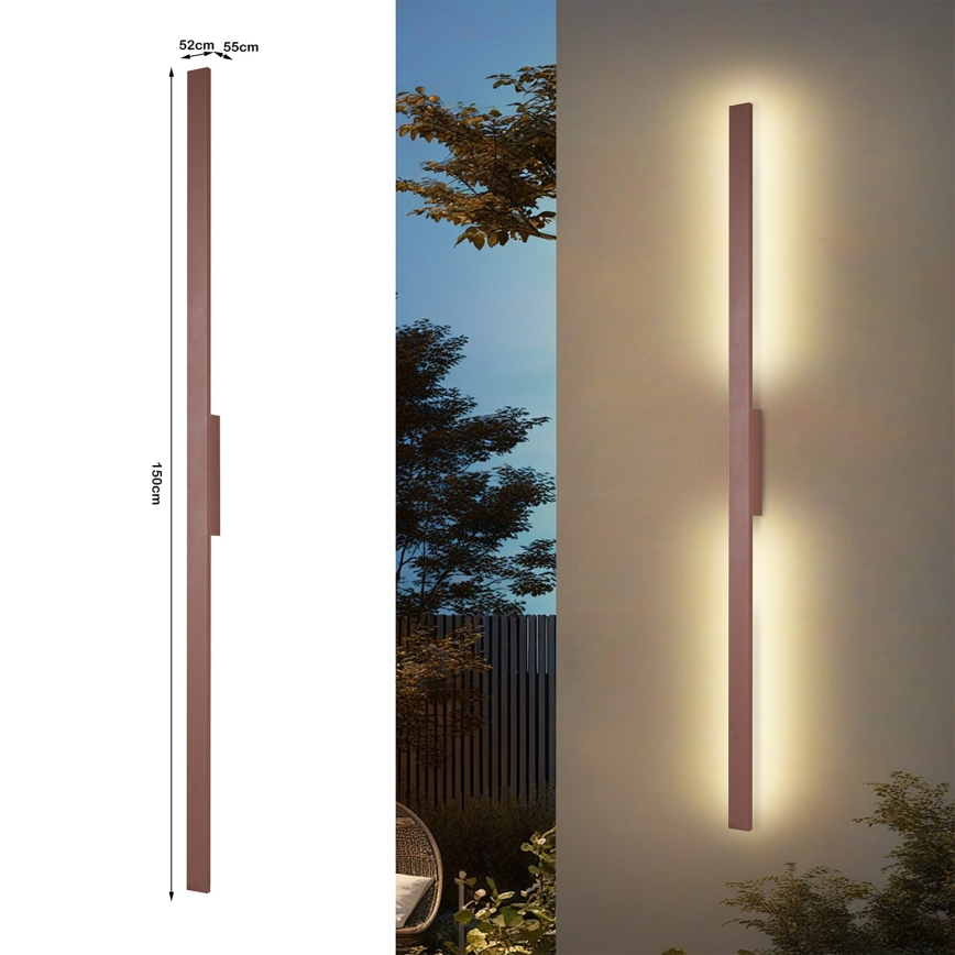 Brilagi - LED Venkovní nástěnné svítidlo LUNA LED/30W/230V 3000K IP65 150 cm hnědá CRI 90