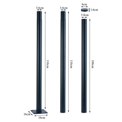 Brilagi - LED Venkovní pouliční lampa se sloupem 3 m URBANSPARK LED/120W/230V antracit IP65