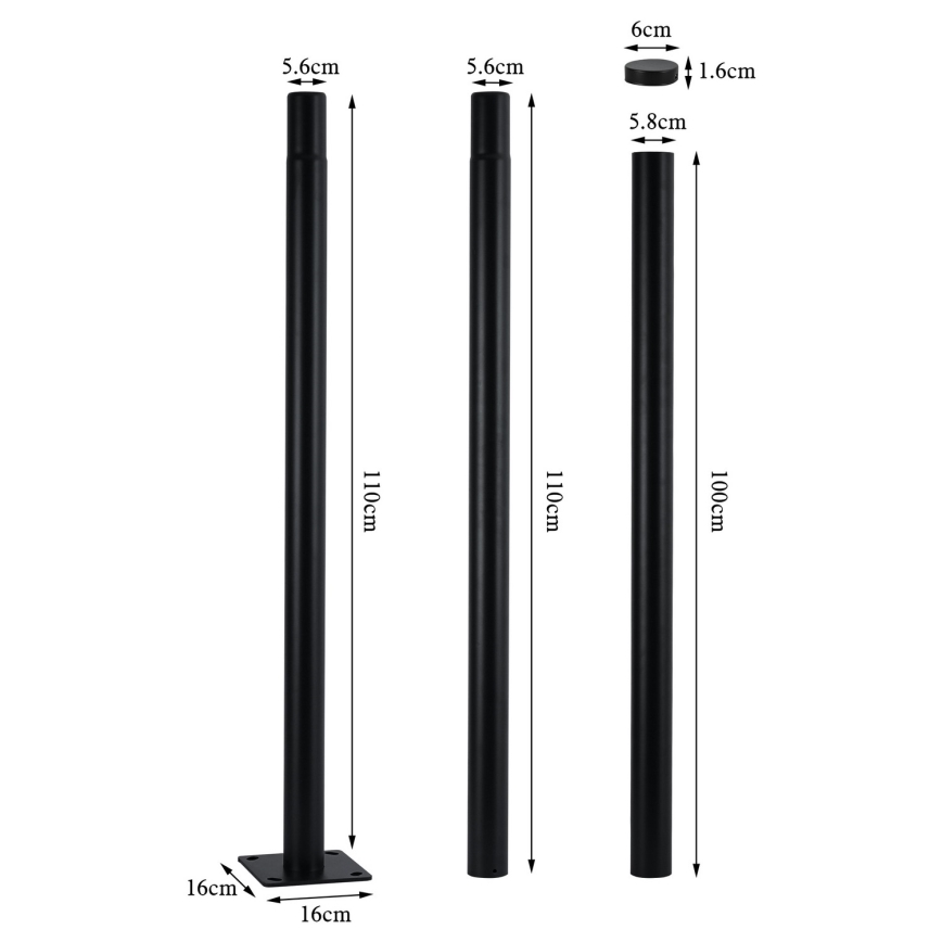 Brilagi - LED Venkovní pouliční lampa se sloupem 3 m URBANSPARK LED/120W/230V černá IP65