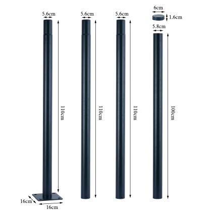 Brilagi - LED Venkovní pouliční lampa se sloupem 4 m URBANSPARK LED/120W/230V antracit IP65