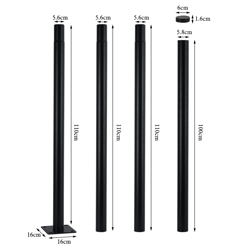 Brilagi - LED Venkovní pouliční lampa se sloupem 4 m URBANSPARK LED/120W/230V černá IP65